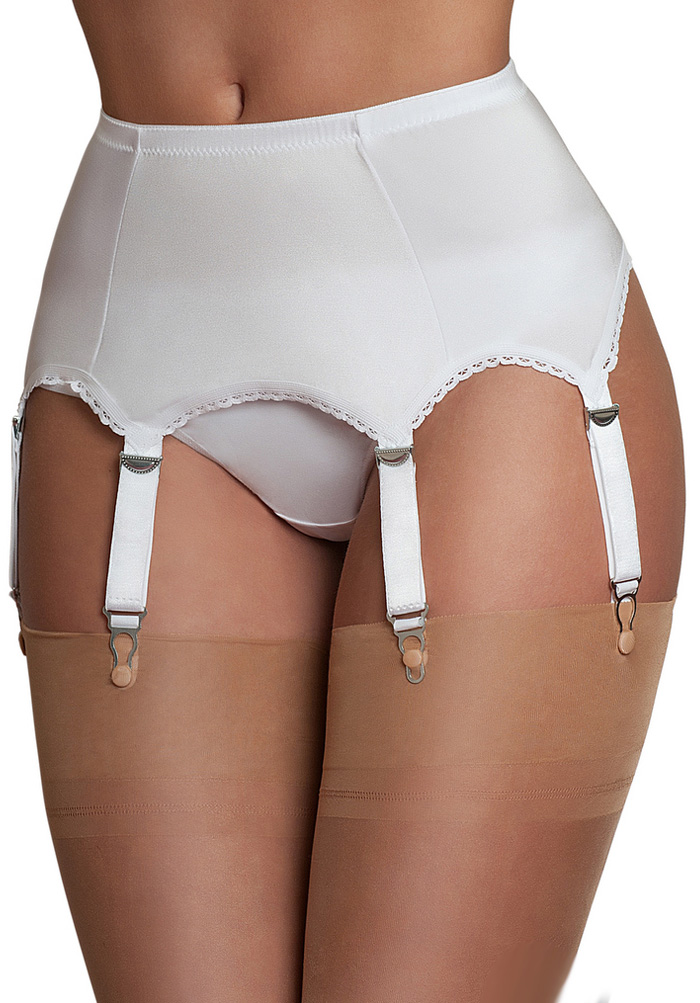 Strap Stretch Satin Suspender Belt White Plus Size Bras