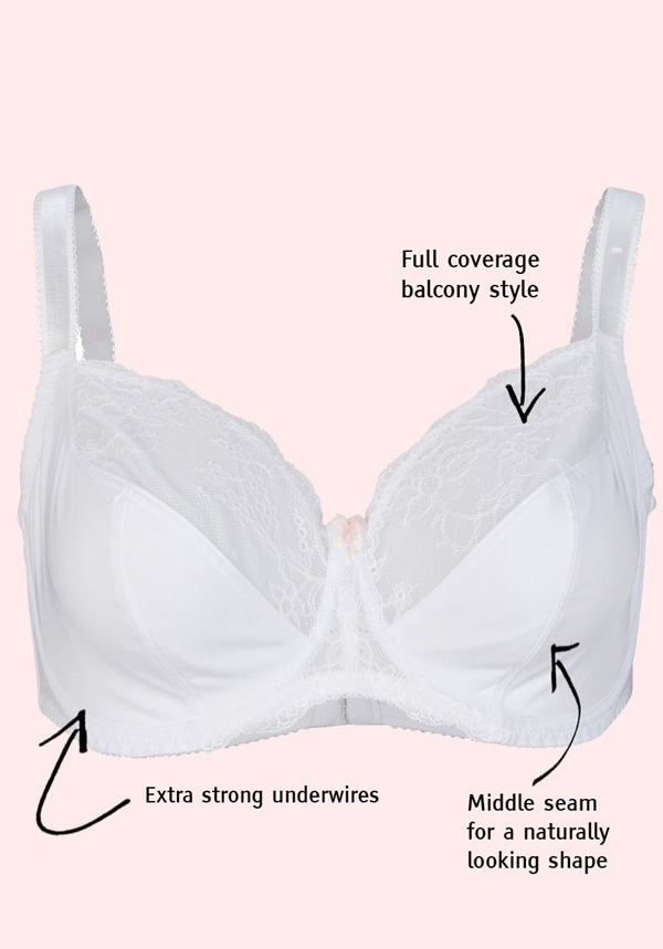 Underwired Lace Non-Padded Balcony Bra Ivory - Plus Size Bras