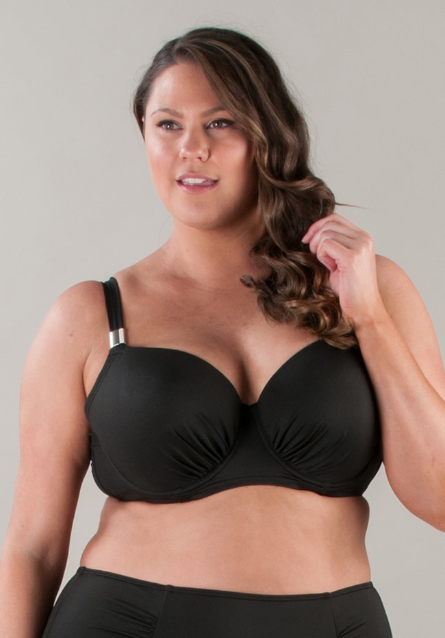 Underwire Swim Bra Black DD to E - Plus Size Bras